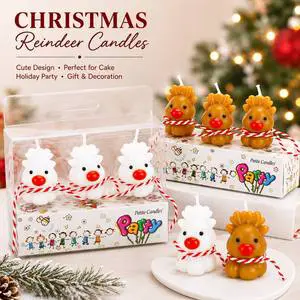 Factory Custom Handmade Paraffin Art-Shaped Christmas Unscented Birthday Cake Candles-Eco-Friendly Smokeless Creative Gift