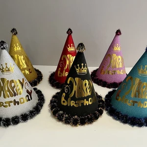 Birthday Cake Colorful Pink Black Pom-Pom Paper Adult Party Decorations Birthday Party Supplies Hairball