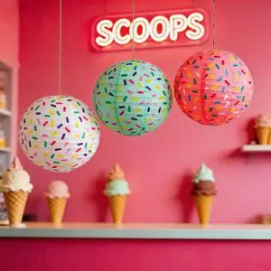 Eco Friendly Handmade Sprinkle Paper Lantern Pastel Hanging Decor For Baby Girl Shower Candy Bar Summer Birthday Party Supplies