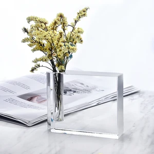 Elegant Handmade Square Bud Vase Crystal Crafts for Romantic Occasions Valentine's Day and Mother's Day