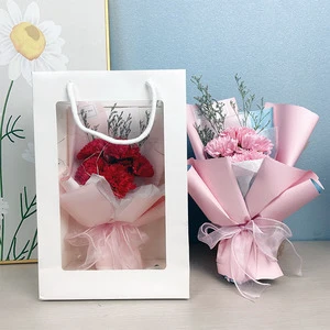 Best Mother's Day Birthday Gift Faux Carnation Rose Small Bouquet Soap Flower Gift Box Mom Teacher Gifts