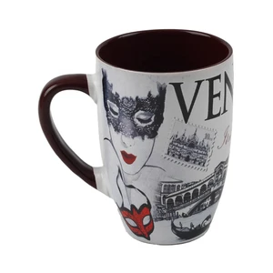 Venetian Carnival Mask Ceramic Mug Blue Interior Coffee Cup Venice Souvenir Gift