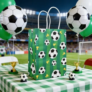 623174 Green Soccer Football Gift Bag Party Supplies Sports Theme Decorations Party Favor Bags Kids Adults Birthday Celebration