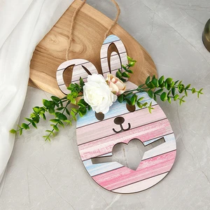 Wholesale Hot Selling Easter DIY Ornament Art Crafts Wooden Egg Shaped Rabbit Bunny for Home Party Desktop Decoration for Home