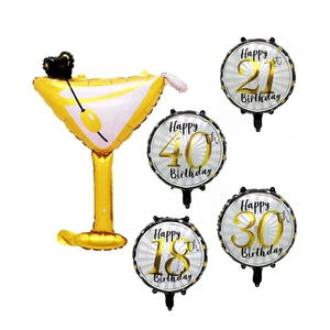 New 18 Inch Adult Birthday Round Shape Aluminum Birthday Balloons for 21, 30, 40, Birthday Balloon Party Decoration