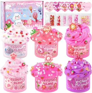 Factory Direct Sale 6 Pack Plastic Colored Clay Slime Kit For Kids Ages Colors Unisex Gift Box Party & Birthday Gift Slime Set
