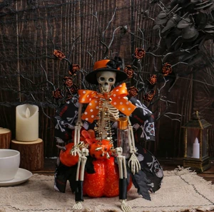 Modern Polyester Halloween Skeleton Pumpkin Display Item for Spooky Atmosphere Easter Party Decoration