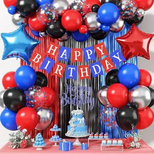 Wholesale Birthday Party Decorations Balloon Set with Happy Birthday Banner Fringe Curtain for Hero Theme Party Supplies