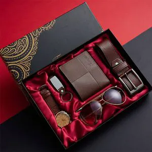 Custom Promotional Men's Sunglasses Watch Wallet Belt Pen Gift Set with Box Luxury Cotton Exquisite Father's Day Gift