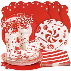 Birthday Party Favors Includes Cups Plates and Napkins Christmas Candy Cane Party Supplies Birthday Baby Shower Party Decoration
