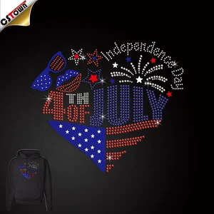 2024 New Arrivals Independence Day Transfers Customized Rhinestone Logo Transfer