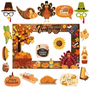 New Style Thanksgiving Unique DIY Paper Decorations Atmosphere Handheld Photo Prop Funny Frame Party Gift Gatherings