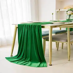 Green Velvet Christmas Table Runner Cloth Decor 20 X 120 Inches 10ft Fabric Luxurious Thanksgiving Wedding Runner For New Year