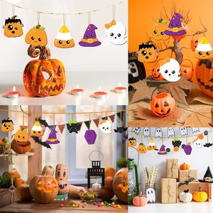Hot Sale Modern Simplicity Wooden Halloween Decorations Cartoon Pumpkin Black Cat Bat & Ghost for Party Decorations