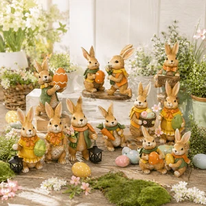 Wholesale Easter Bunny Garden Decoration Custom Polyresin Rabbit Figurines Outdoor Yard Ornaments