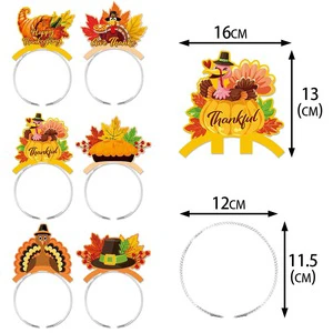 6Pcs Beautiful Colorful Paper Happy Thanksgiving Party Decoration Hairbands Fall Maple Leaves Supplies Set for Thanksgiving