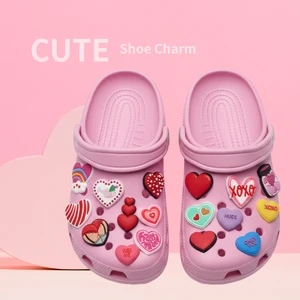 New Customized Wholesale Valentine's Day 2D Diy Adult love Accessory Hug Shoe Decoration Heart Shape Chocolate Candy Shoe Charm