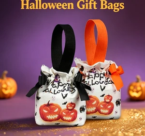 Halloween Children's Pumpkin Canvas Gift Bag Sweet Sugar Props for Kindergarten Perfect Accompanying Gift
