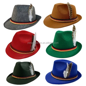 Wholesale Custom Woven Label Bavarian Traditional German Oktoberfest Festival Decoration Fedora Hats Oktoberfest Beer Hats