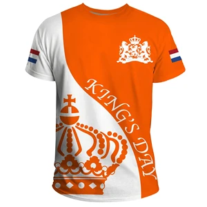 New Design Netherlands T Shirt for Men Holland King Day Crown Printing Men's T-shirt Wholesale Custom Logo/Text Shirt for Male