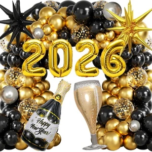 2026 Happy New Year Foil Balloon Set New Year Festive Party Balloons Set with Colorful Designs for Celebrations & Decor