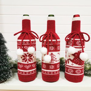 In Stock Sweater Knitted Wine Bottle Cover Christmas Ornaments For Home Decoration