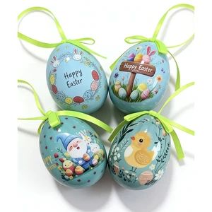Shunyuan High Quality Cute Rabbit Print Christmas Eggs Creative Hanging Foam Ornaments Christmas Basket Fillers Holiday