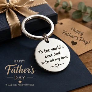 Custom Logo Engraved Fathers Day Gift Keychain Stainless Steel Metal Keychain Laser Carving Blank Metal Key Chain