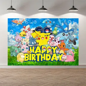 Cartoon-themed Pikachu Backdrop KT Board with Digital Printing for Pet Children's Birthday Parties Decorative Party Supplies