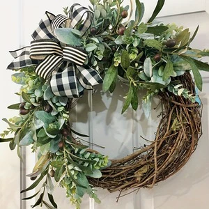 New Product Valentine's Day Mother's Day Wreath Door Hanging Spring Pink Tulip Wreath Holiday Decoration