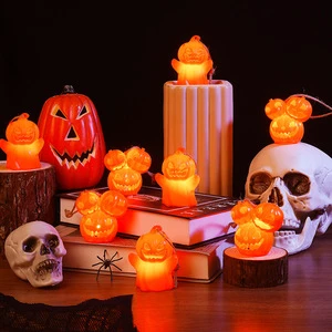 Wholesale Halloween Pumpkin Ghost Night Light Battery Operated LED Lanterns with Hemp Rope for Indoor/Outdoor Night Light