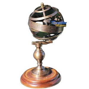 Antique Brass Armillary Sphere Earth Globe Vintage Collectible Home Decor Handmade Rotating Nautical Decor
