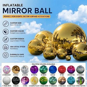 Hall Decoration Disco Colorful Inflatable Mirror Ball Double Layer Gold Inflatable Mirror Balloon For Event Party Decoration