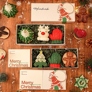 High Quality Handmade Modern Soy Wax Christmas Tree Gingerbread Man Elk Glove Art Birthday Aromatherapy 100% Natural Scented