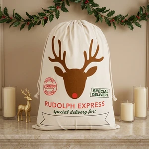 High King Factory Santa Sacks 2026 Gifts Packaging Stocking Large Size Canvas Handmade Eco-Friendly Reusable Christmas