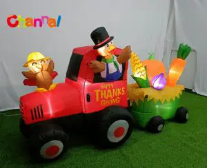2025 new Thanksgiving decorations Inflatable Thanksgiving Tractor Turkey air model LED lights for patio garden decoration