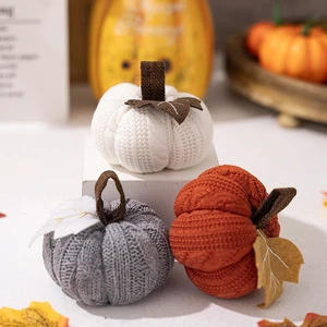 New Thanksgiving Decoration Orange Pumpkin Pendant Harvest Festival Knitted Small Ornament Interior Design