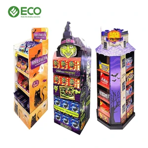 Eco Custom Halloween Corrugated Paper Display Stand Cardboard Floor Stand For Supermarket And Shopping Mall Use