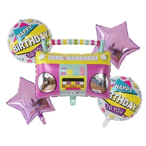 5 Star-Shaped Radio Skates Foil Balloons Set Kids Birthday Party Decorations & Air Globos Celebrations Gift Toy for Kids Adults