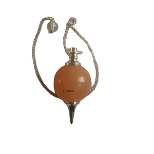 Hot Selling Natural Red Aventurine Gemstone Ball Pendulum with Metal Chain