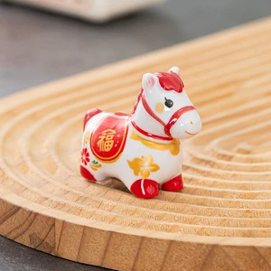 New Chinese-style Horse-themed New Year's Fortune Creative Gift Chinese Characters Chopstick Holder Animal Rotating Desk