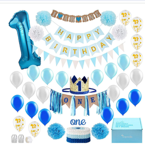 Creative Children's Birthday Party Decoration Set, Blue Balloon Theme Decoration Supplies