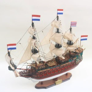 DE ZEVEN PROVINCIEN Painted Handcrafted Wooden Model Inspired by Dutch Tall Ship-Feng Shui Style Home Decor Collectible