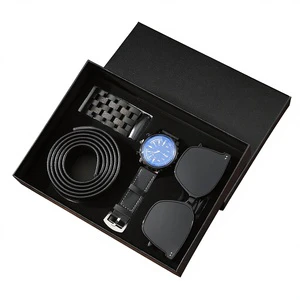 Valentine's Day Birthday Gift Set Paper Wallet Embossed Quartz Watch Belt Sunglasses Father's Day Welfare Boyfriend Business
