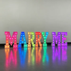Marry Me Letters LED Bulbs Light Alphabet Marquee Address Number Transformer Remote Control Decoration Wedding Party Birthday