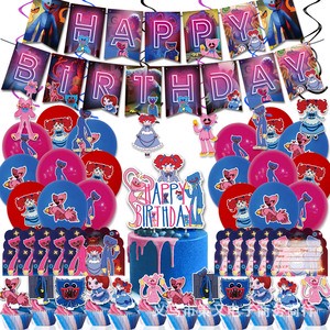 Playtime 12inch Printed Balloon Set Birthday Party Decorations Poppys Game Flags Cake Topper Children's Birthday Supplies