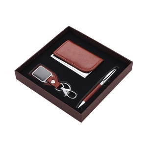 Father's Day 2026 Trendy Wholesale Name Card Holder with Key Chain and Pen Gadgets Gift Set for Men Client Business Promotion