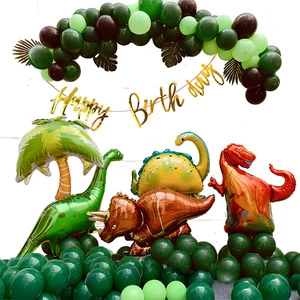 Aluminum Wrap Dinosaur Balloon Chain Birthday Flag Set Children's Birthday Jungle Background Decorated Party Balloon