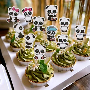 Happy Panda Birthday, Paper Cup Cake Decorations, Panda Themed Children's Birthday Party Cake Supplies