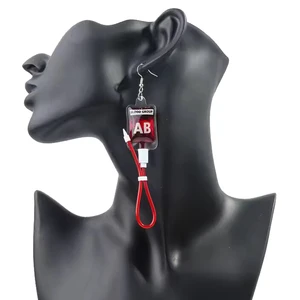 Halloween Party Gifts Blood Group Earrings Blood Type Pendant Blood Bag Earring